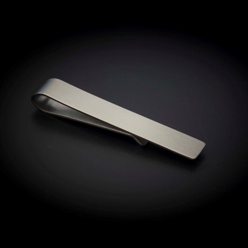 Pince à cravate - 50x8mm - acier inox - couleur métal brossé (finition mate)