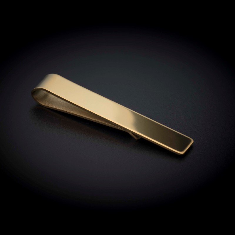 Pince à cravate - 50x8mm - acier inox - couleur or (finition polie)