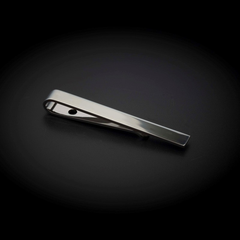 Pince à cravate - 42x5mm - laiton chromé - couleur métal poli