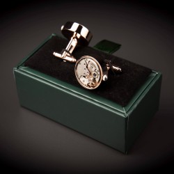 Boutons de manchettes à mouvement de montre livrés dans leur écrin