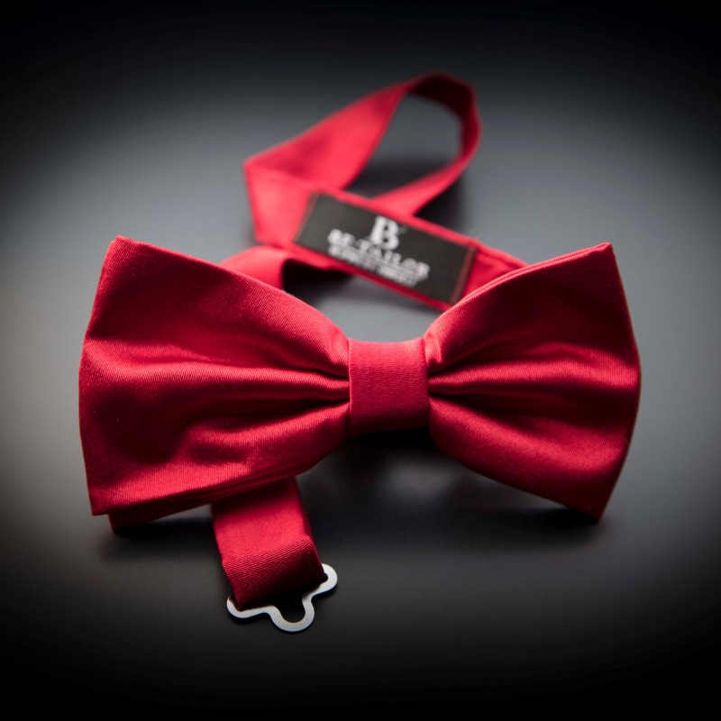 Noeud papillon homme pure soie - couleur unie rouge