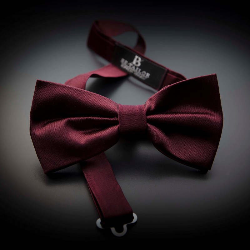 Noeud papillon homme pure soie - couleur unie bordeau