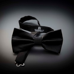 Noeud papillon homme pure soie - couleur unie noir