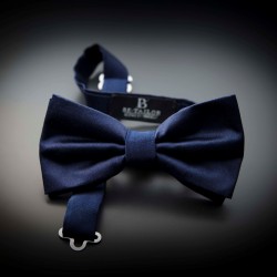 Noeud papillon homme pure soie - couleur unie bleu foncé