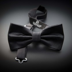 Noeud papillon homme pure soie - couleur unie gris foncé (anthracite)