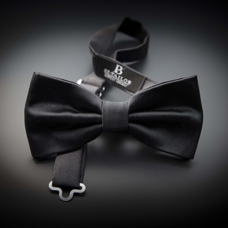 Noeud papillon homme pure soie - couleur unie gris foncé (anthracite)