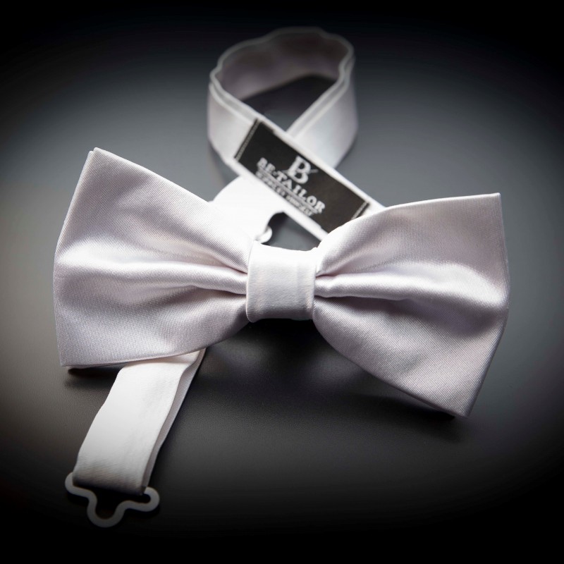 Noeud papillon homme pure soie - couleur unie blanc