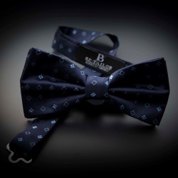 Noeud papillon homme pure soie - bleu foncé à motifs bleu clair