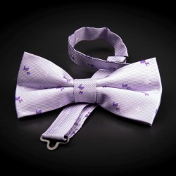Noeud papillon homme pure soie - mauve à motifs petits chiens