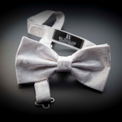 Noeud papillon homme mariage pure soie - blanc à motifs blanc