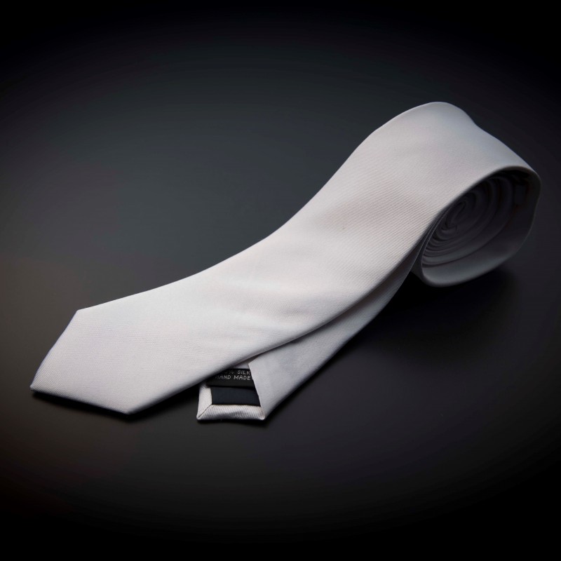 Cravate homme pure soie - couleur unie blanc