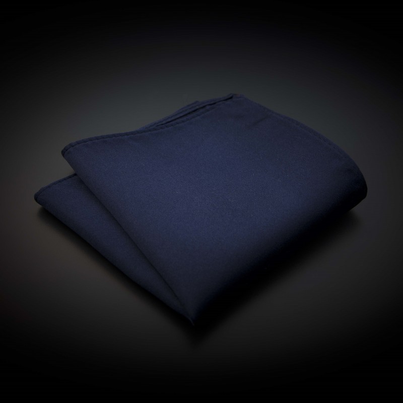Pochette pure soie - couleur unie bleu foncé
