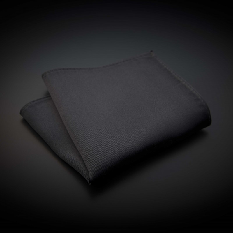 Pochette pure soie - couleur unie gris foncé (anthracite)