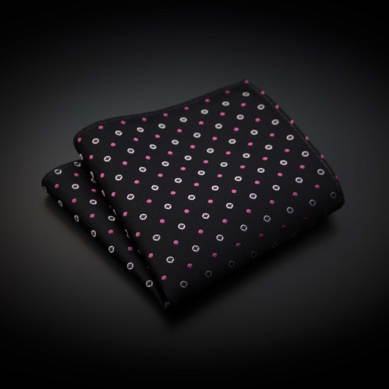 Pochette pure soie - aubergine à motifs rose & argenté