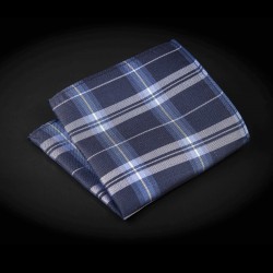 Pochette pure soie - bleu à carreaux