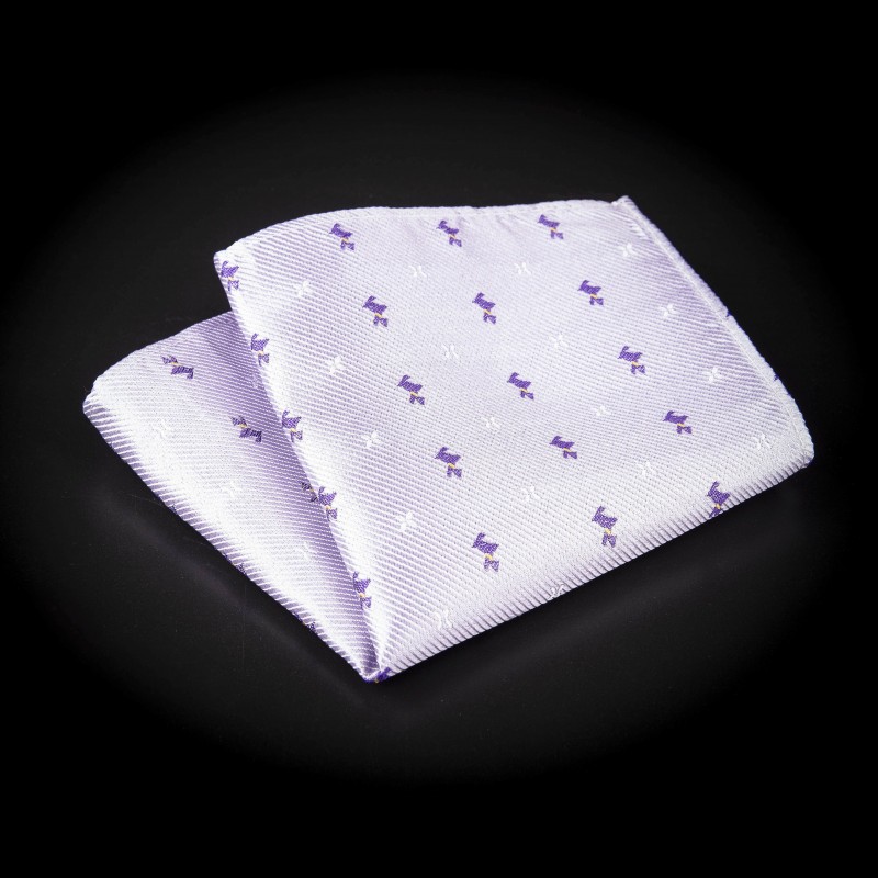 Pochette pure soie - mauve à motifs petits chiens