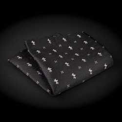 Pochette pure soie - noir à motifs petits chiens