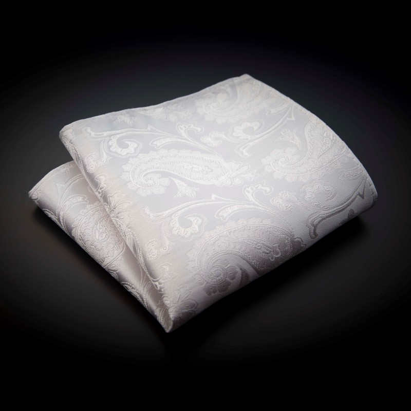 Pochette mariage pure soie - blanc à motifs blanc