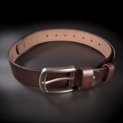 Ceinture "casual" homme - 4,0x130cm - cuir véritable - couleur brun foncé