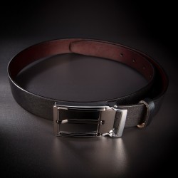 Ceinture pour costume homme - 3,5x130cm - cuir véritable - couleur noir