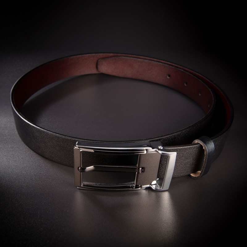 Ceinture pour costume homme - 3,5x130cm - cuir véritable - couleur noir