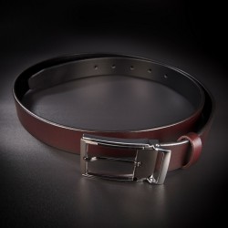 Ceinture pour costume homme - 3,5x130cm - cuir véritable - couleur brun foncé