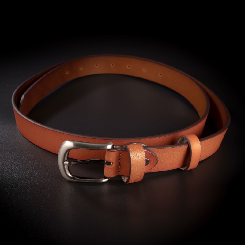 Ceinture femme - 2,7x130cm - cuir véritable - couleur beige