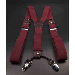 Bretelles - 3,5x120cm - cuir véritable & élasthanne - couleur bordeau
